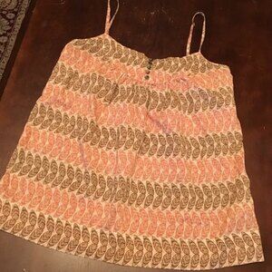Banana Republic tank blouse print coral/brown XS